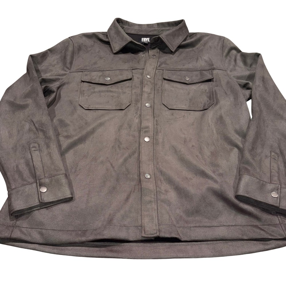Frye Shirt Jacket Mens XXL Brown Faux Suede Snap Front Western